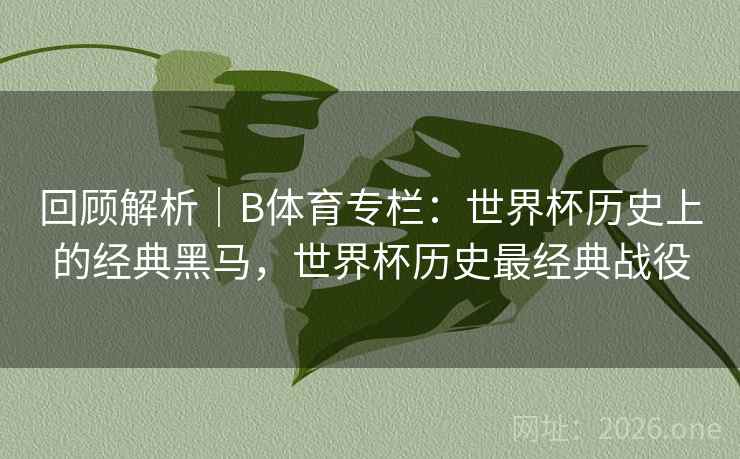 回顾解析｜B体育专栏：世界杯历史上的经典黑马，世界杯历史最经典战役