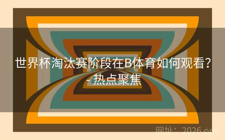 世界杯淘汰赛阶段在B体育如何观看？ - 热点聚焦